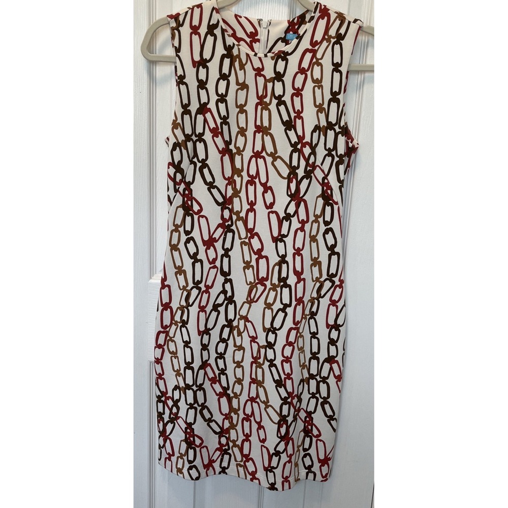 JMcLaughlin Devon SleevelsPrint Chainlink Shift Dress Art To Wear $195 S /XS